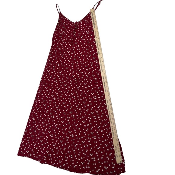 Hollister Red Floral Midi Dress Tie Front Side Zip Slip Boho Womens Small - Picture 6 of 11